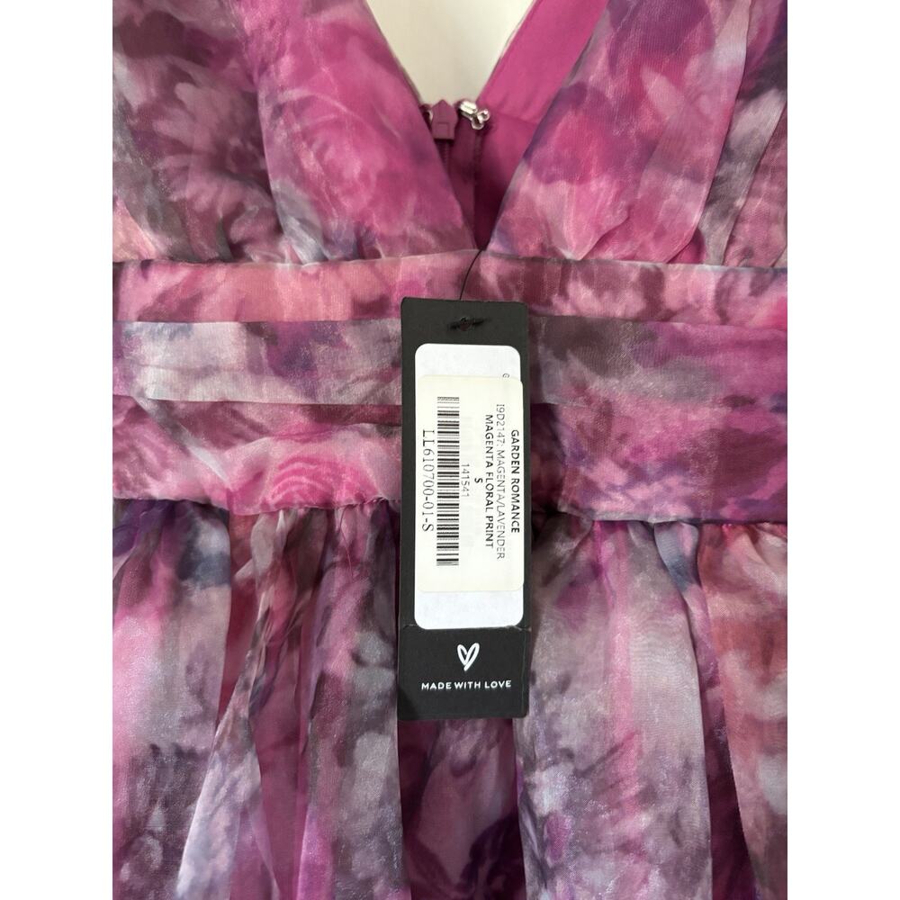 Lulus Dress Small Gown Aline Maxi Long Pink Floral Vneck Sleeveless New - Picture 11 of 13